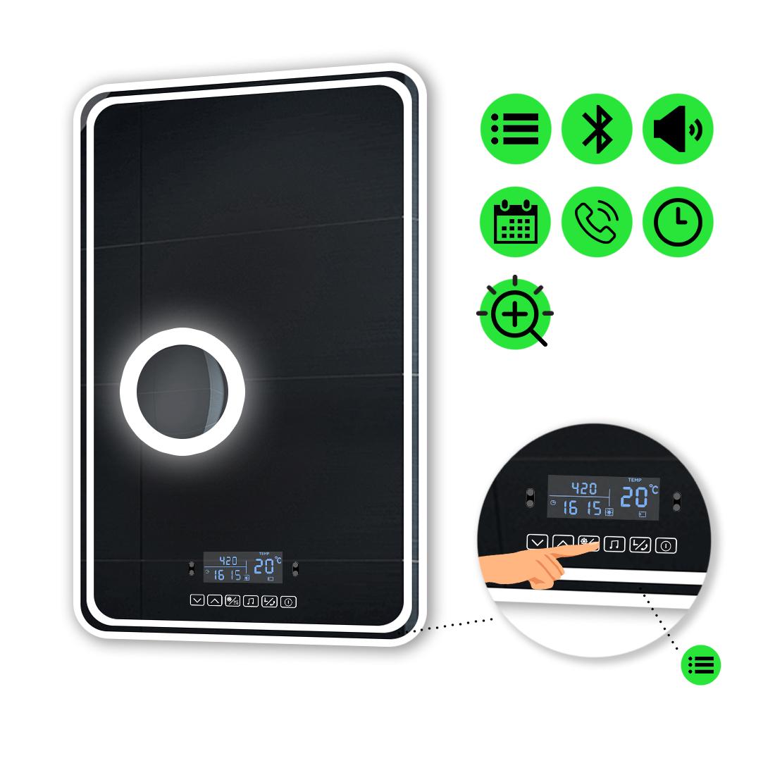 Зеркало с LED подсветкой Ottavia с Smart-блоком и линзой с подсветкой 90x80 см (Ottavia104)