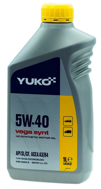 Мастило синтетичне YUKO VEGA SYNT API SL/CF 5W-40 1 л (25521)