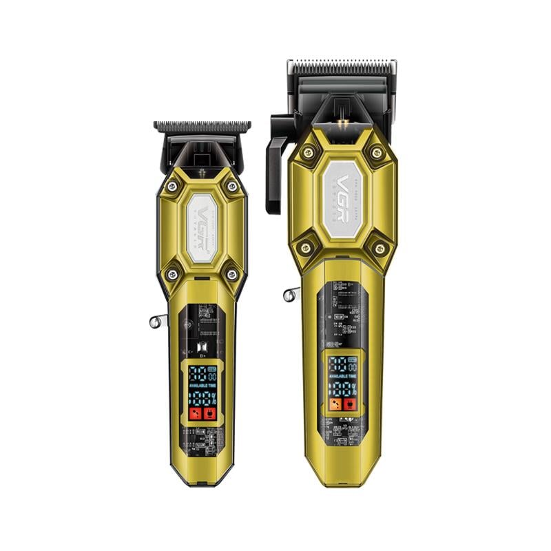 Набор для стрижки VGR V-600&900 машинка/триммер и 10 насадок 2000 mAh Gold (9340)