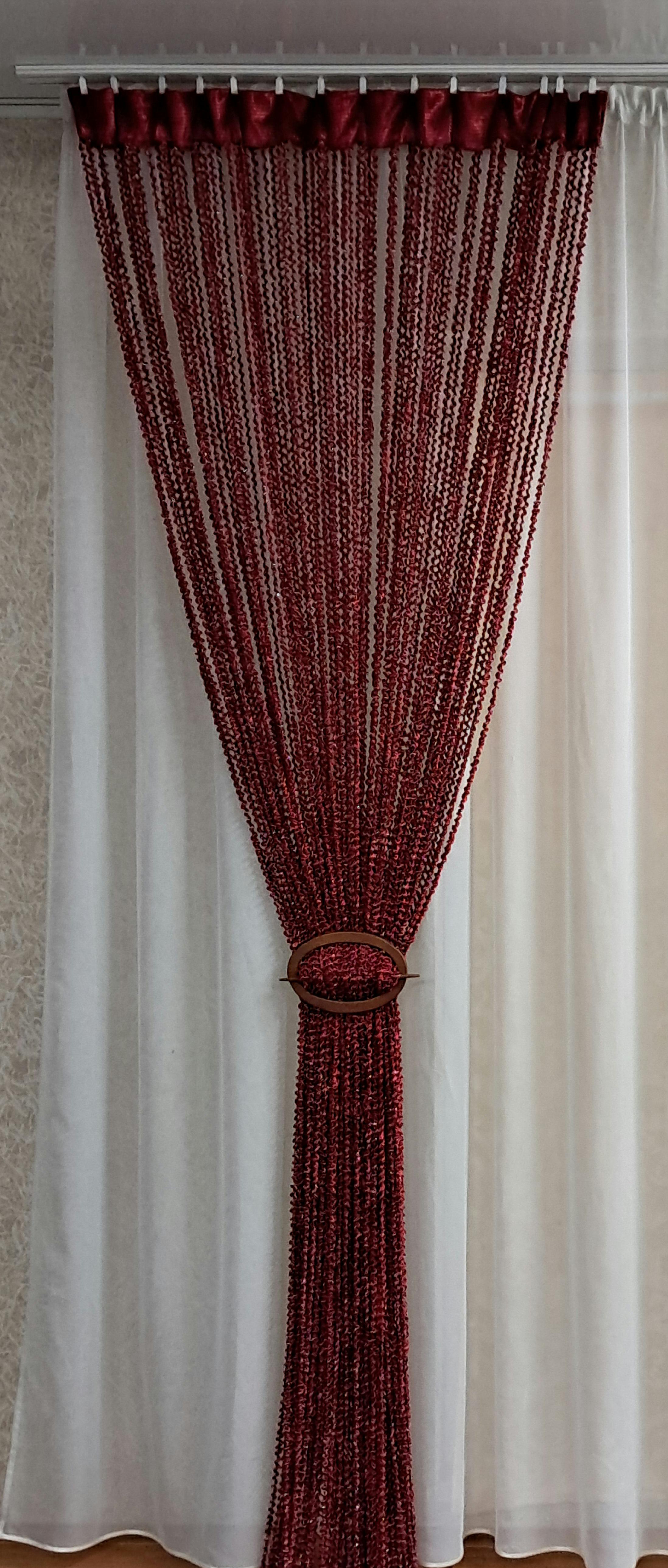 Шторы-нити Спиральки с люрексом 300х300 см Бордовый