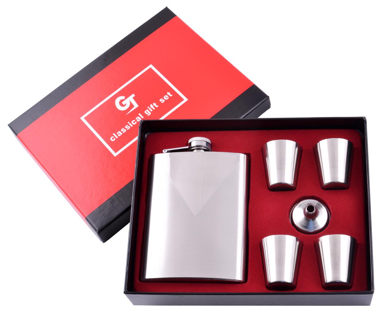 Набір фляга та 4 стопки Alco Geometry 240 мл нержавіюча сталь