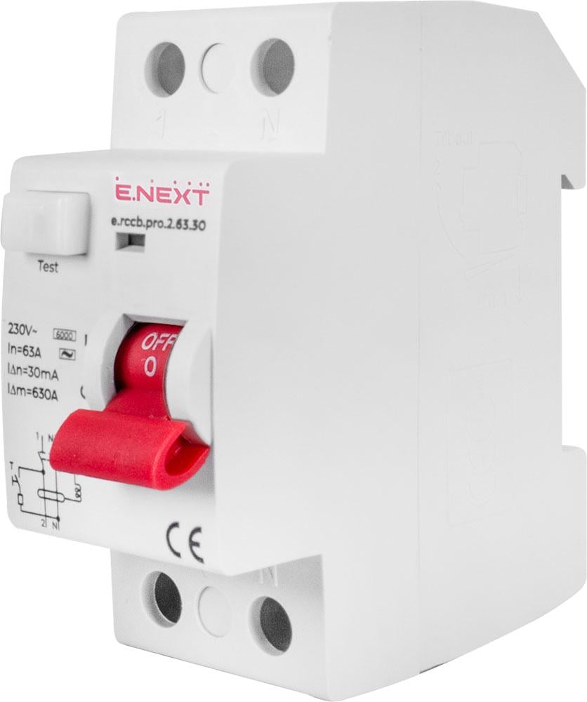 Выключатель дифференциального тока e.rccb.pro.2.63.30 2р 63А 30мА (p003006)