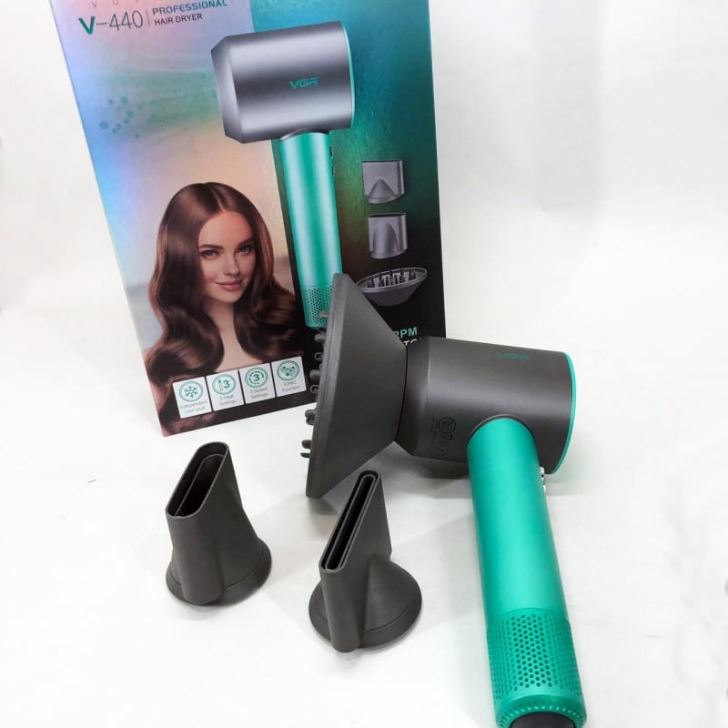 Фен для волос VGR V-440 профессиональный 1400 Вт Green (tf7291) - фото 15 Фен для волос VGR V-440 профессиональный 1400 Вт Green (tf7291) - фото 15