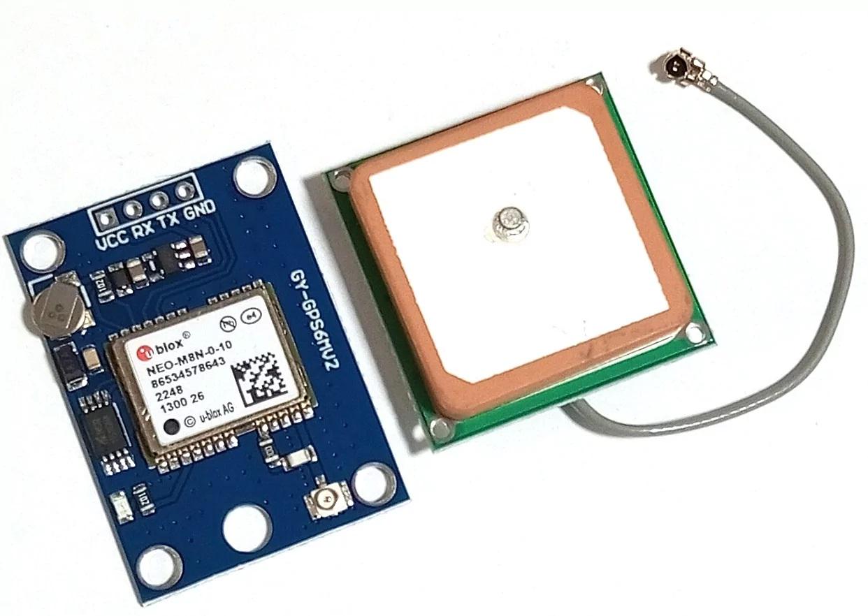 Модуль GPS на U-blox NEO-M8N с интерфейсной платой и антенной IPEX для Arduino/трекеров/дронов (00-00029151)
