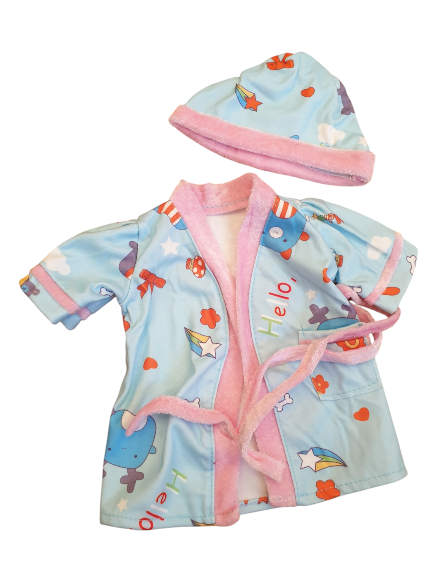 Одежда для куклы Baby Born халат халат шапочка 40-43 см Голубой (8885)