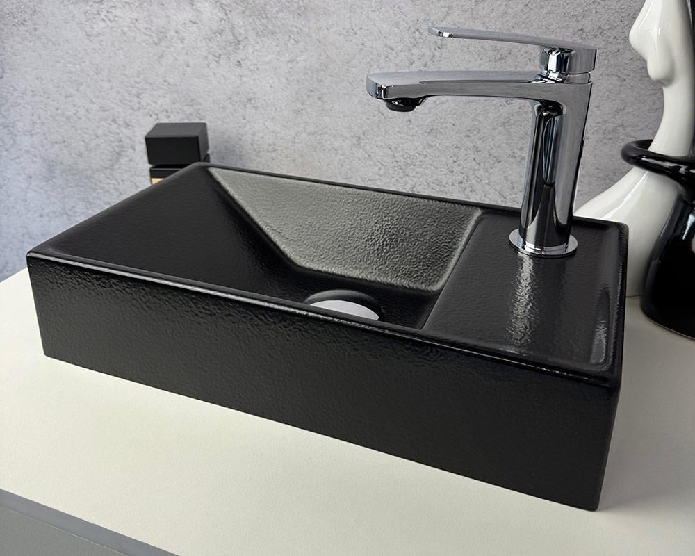 Умывальник Snail Эстель R 400х220 мм Черный шагрень (152D200R) - фото 5 Умывальник Snail Эстель R 400х220 мм Черный шагрень (152D200R) - фото 5