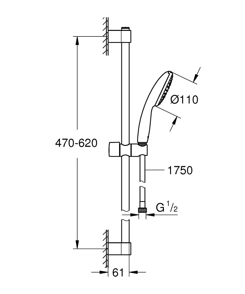 Душевой комплект со штангой Grohe Tempesta 27924003 Хром (216958) - фото 5