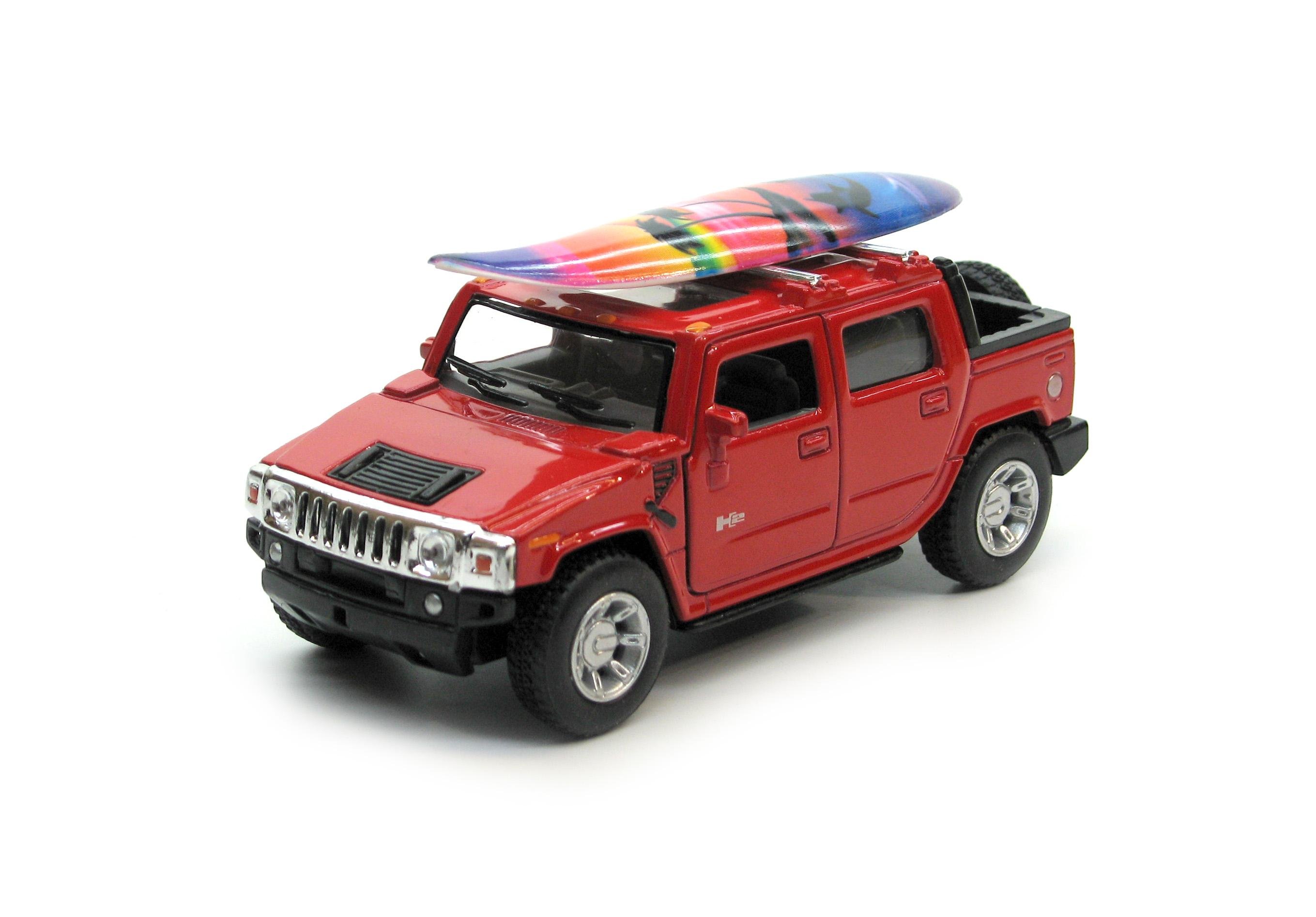 Машина металлическая Hummer H2 SUT with surfboard (KT5097S Red)