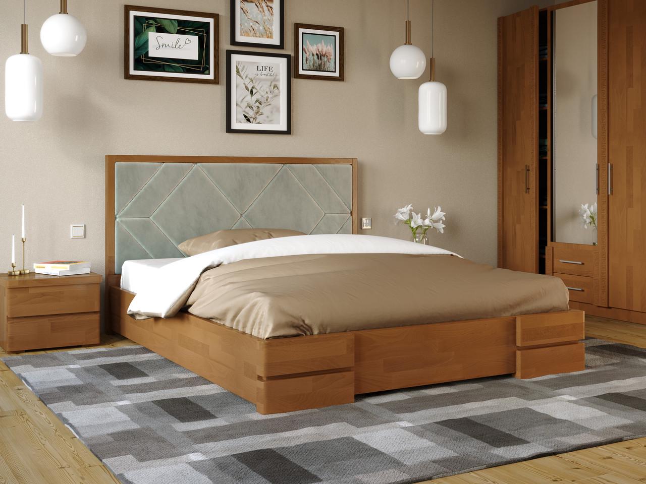 Кровать деревянная Arbor Drev Тифани 160x200 см с мягкой спинкой Орех