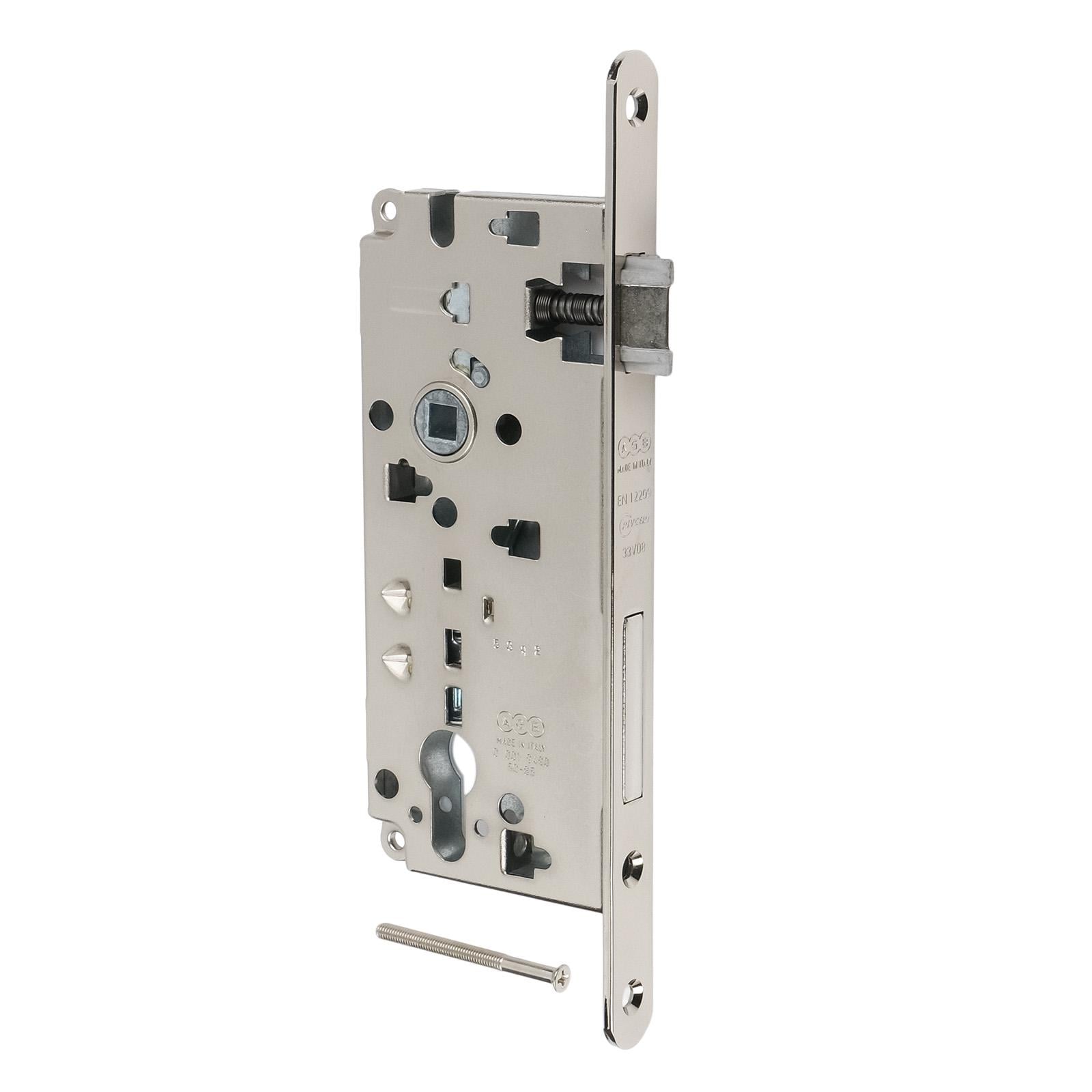 Замок врезной усиленный PZ AGB Sicurezza 85/50/18 мм Никель (B00860.50.06)