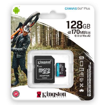 Карта памяти Kingston microSDXC 128 GB Canvas Go Plus 170R A2 U3 V30 с адаптером (ERC-SDCG3/128GB) - фото 3