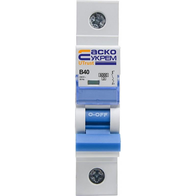 Автоматический выключатель модульный Аско-Укрем UTrust 1 полюс 40А тип B 6kА A0010210012 (51737)