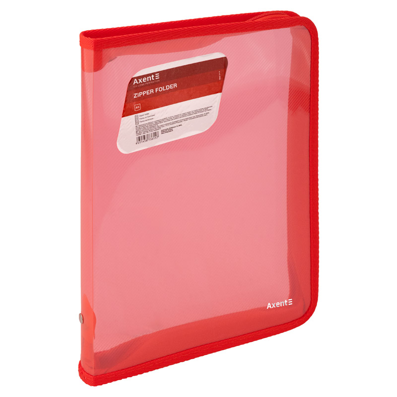 Папка объемная на молнии Axent B5 Прозрачный/Красный (1802-24-A)