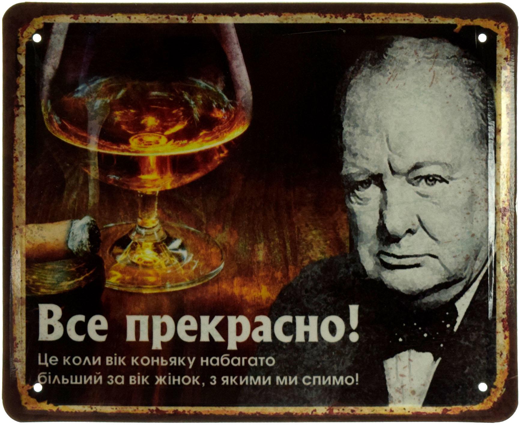 Табличка металева "Все Прекрасно!" Вінстон Черчилль 18x22 см