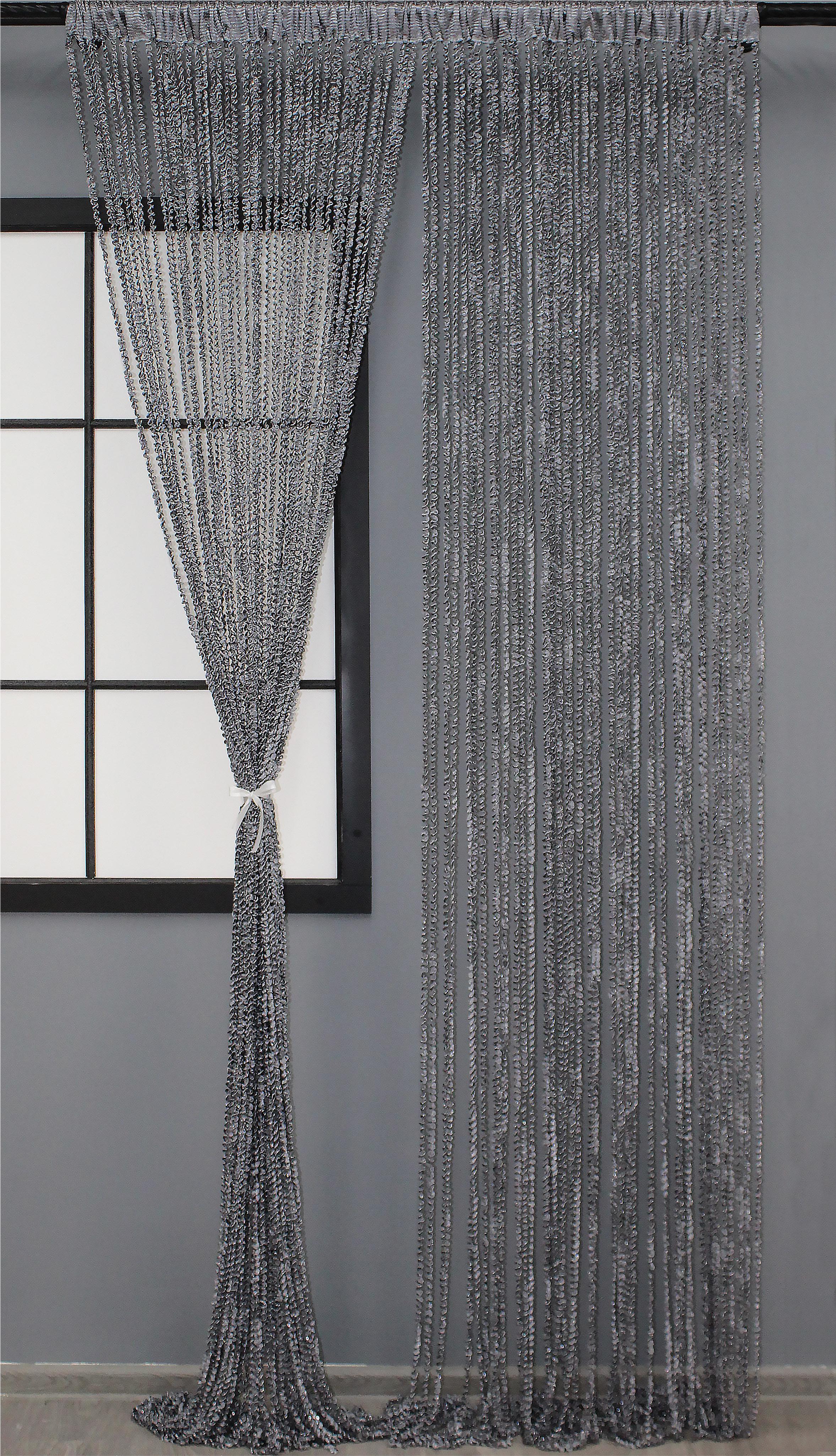 Штори-нитки спіраль з люрексом 300х300 см Темно-сірий (61-025)