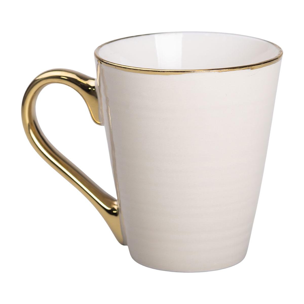 Чашка керамическая Light House с золотым ободком и позолоченной ручкой 320 мл Бежевый (LG-20173)