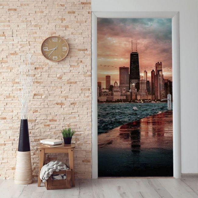 Наклейка интерьерная на двери Sticker Wall SW-00000909 Вид на город 104х210 см