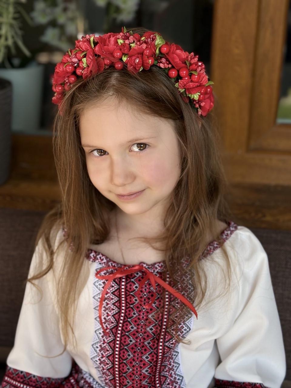 Костюм вышиванка для девочки Классический 104-110 см Молочно-красный - фото 7 Костюм вышиванка для девочки Классический 104-110 см Молочно-красный - фото 7