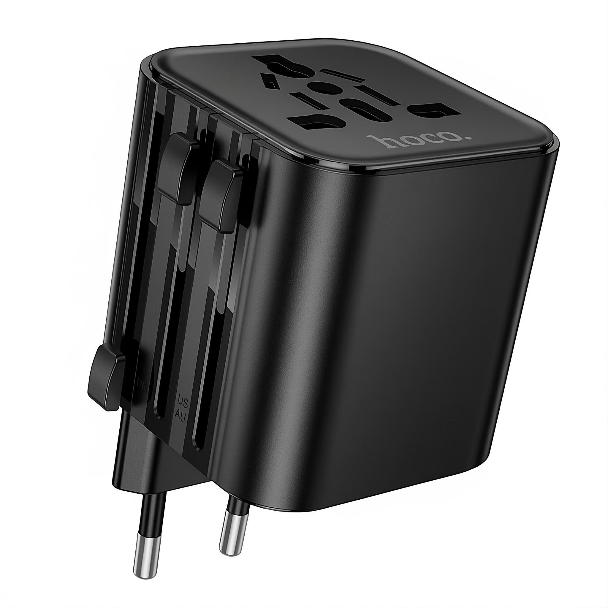 Адаптер для подорожей Hoco AC29 до 1000 Вт вогнестійкий PC-пластик Чорний (30843334)