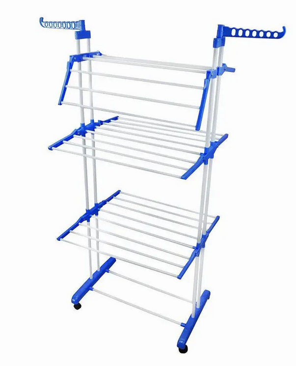 Сушарка для білизни на колесах підлогова Spray painting clothes hanger до 40 кг Біло-блакитний