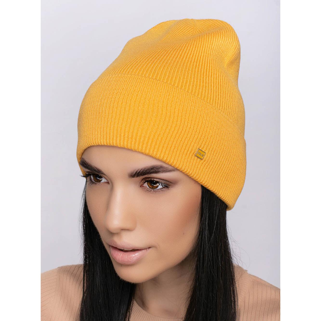 Шапка женская вискозная Leks Банер one size Темно-желтый