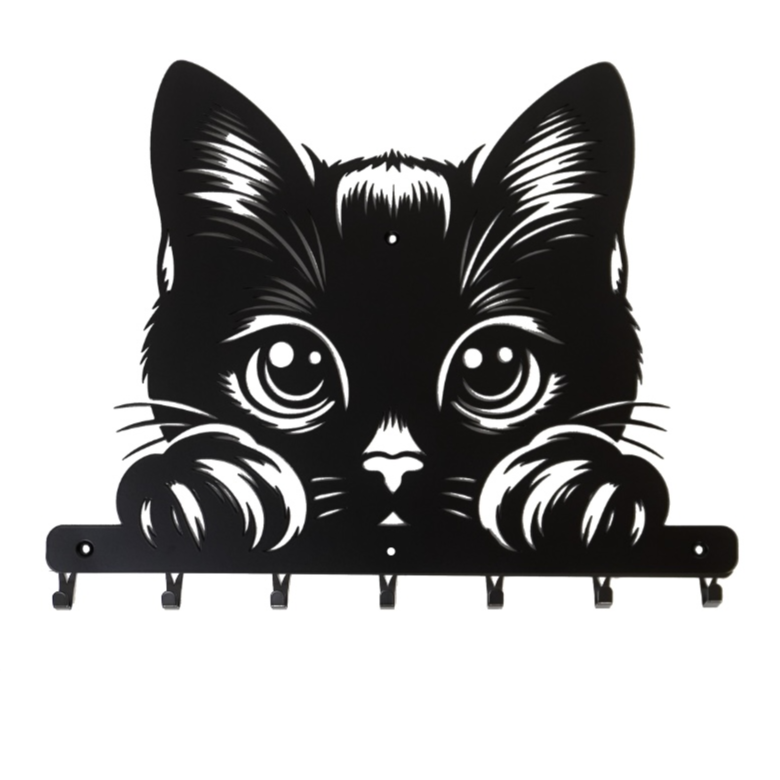 Вешалка для одежды и аксессуаров Милый котенок 7 крючков ширина основания для крючков 60 см (27022519L)