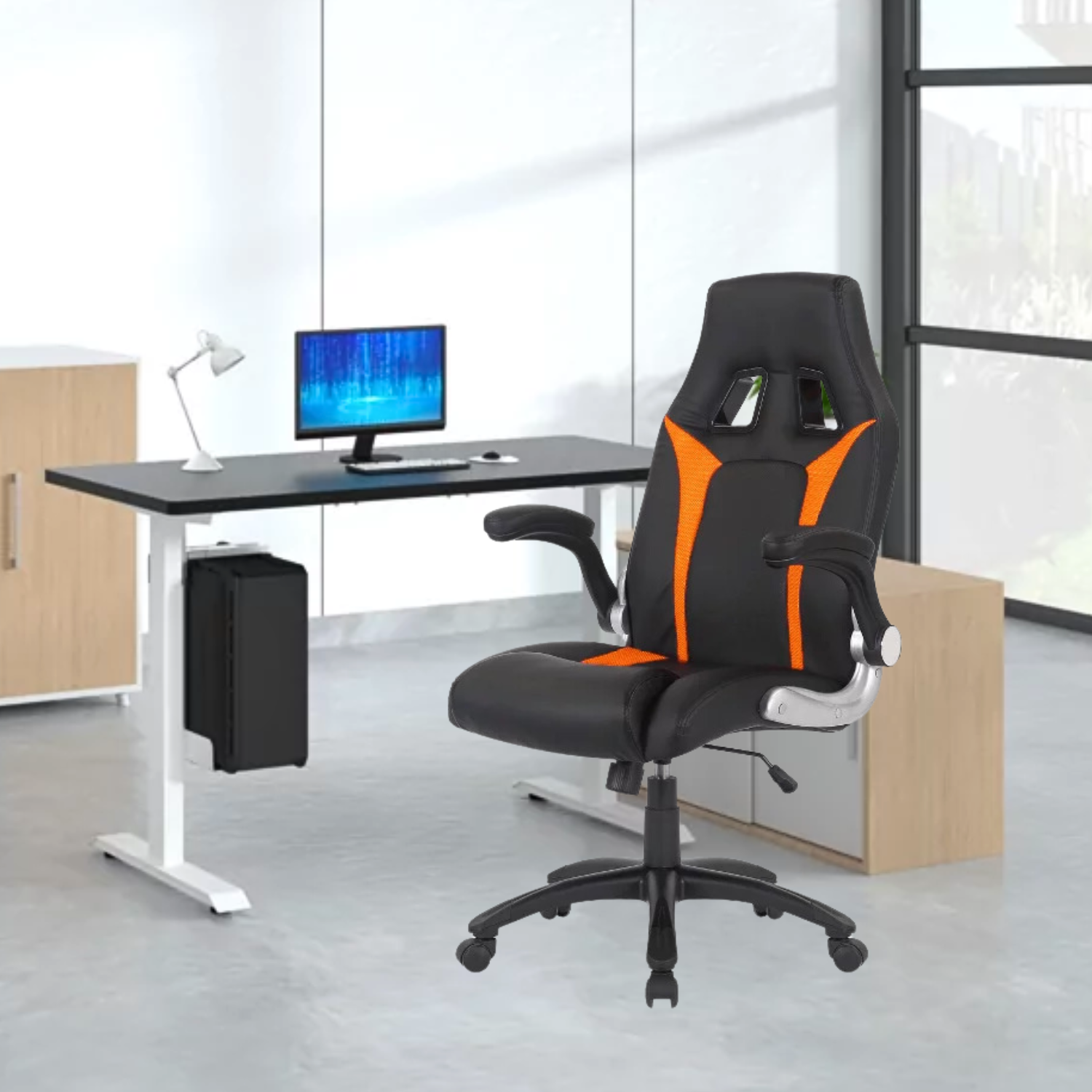 Кресло геймерское с TILT Fregat Shark до 130 кг Оранжевый/Черный - фото 6