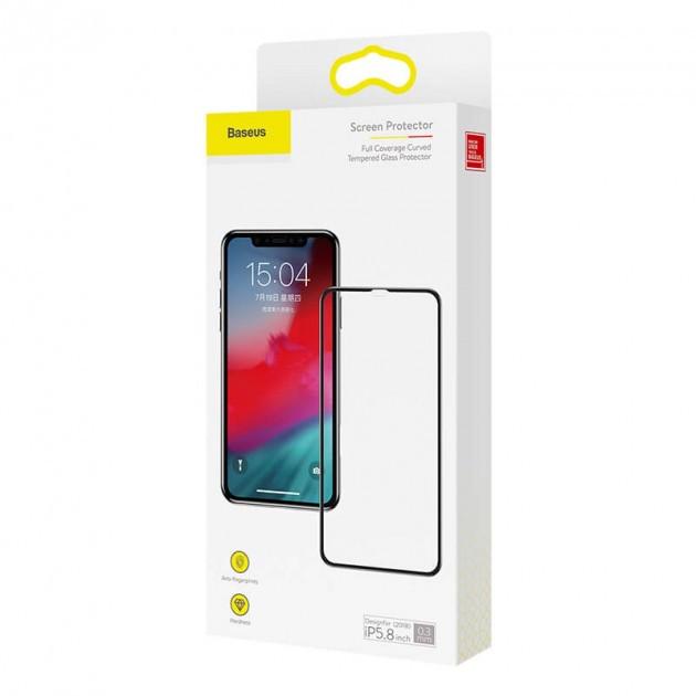 Защитное стекло Baseus Full Coverage Curved Tempered Glass для X 0.3 мм Black - фото 3