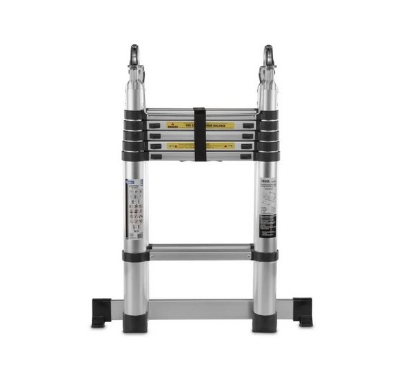 Лестница строительная телескопическая StandHeiz 3,8 м трансформер 1,9х1,9 м алюминиевая до 180 кг