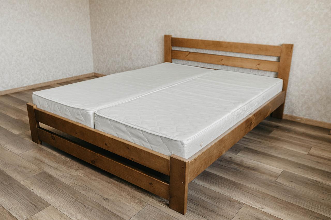 Ліжко двоспальне з масиву сосни 180x200 см Горіх (1869052842)