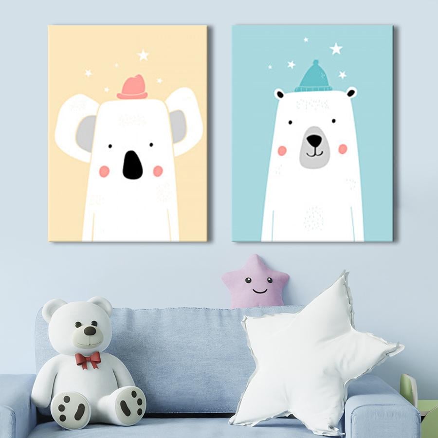 Модульная картина на холсте диптих Панда и мишка 79x50 см (MK21257)