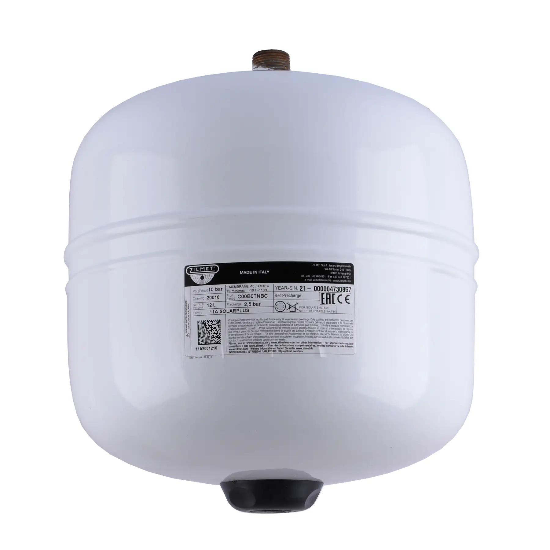 Бак Zilmet solar-plus для систем солнечного отопления 12 л (11A2001210)