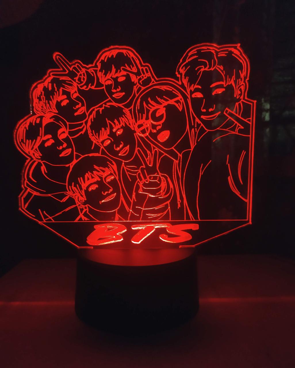 3D-ночник BTS несколько подсветок/на bluetooth (1840475268)