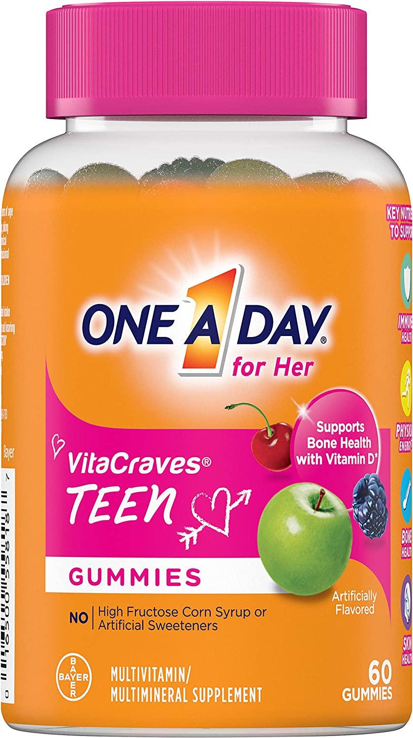 Мультивітаміни для дівчат-підлітків One A Day For Her VitaCraves Teen Multivitamin 60 Gummies