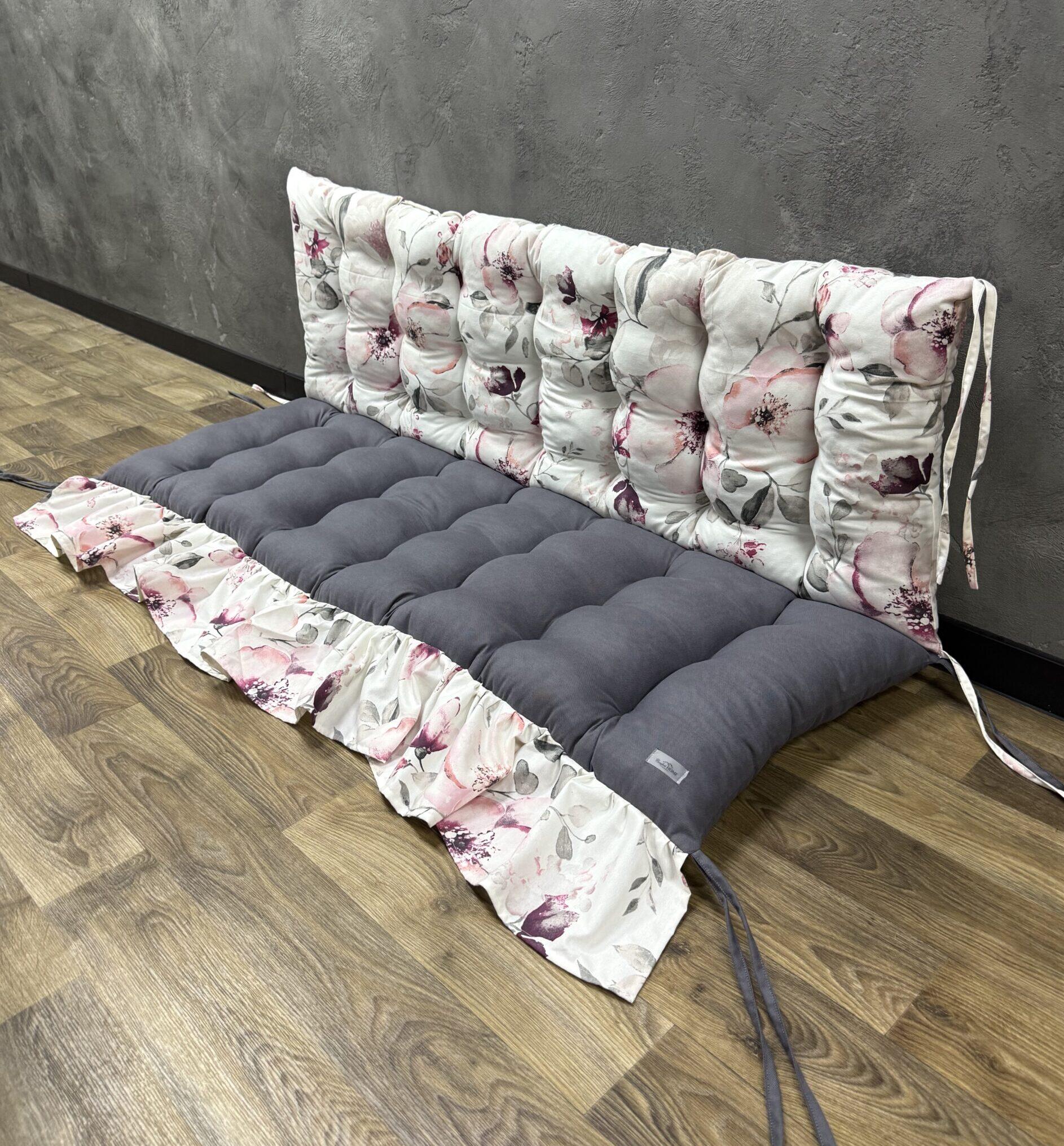 Подушка комбинированная с рюшей Comfort Home Aquarel на поддоны/качели/каркасы/садовую мебель панама 100х50х50 см