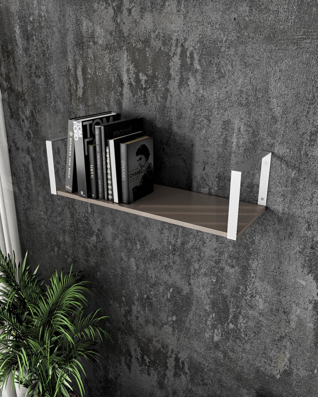 Полка для книг и декора Moreli XS-28Wt в стиле лофт 800x220x290 мм Белый/Капучино (mo-xs28-white-capuch)