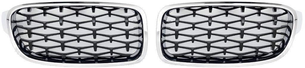 Ноздрые Diamond GBT для BMW 3 серия F-30/31/34 2012-2019 гг. пластик Черный/Хром окантовка (146500)