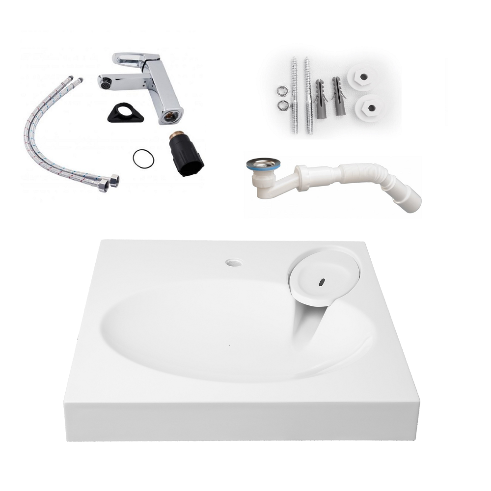 Комплект Умивальник на пральну машину OBERON змішувач/сифон 60х60 см