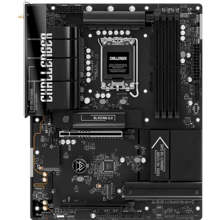 Материнская плата ASRock B860 CHALLENGER Wi-Fi ATX sLGA1851 Intel B860 4xDDR5 3xM.2 4xSATA DP HDMI 2.5GbE Black (35227290)