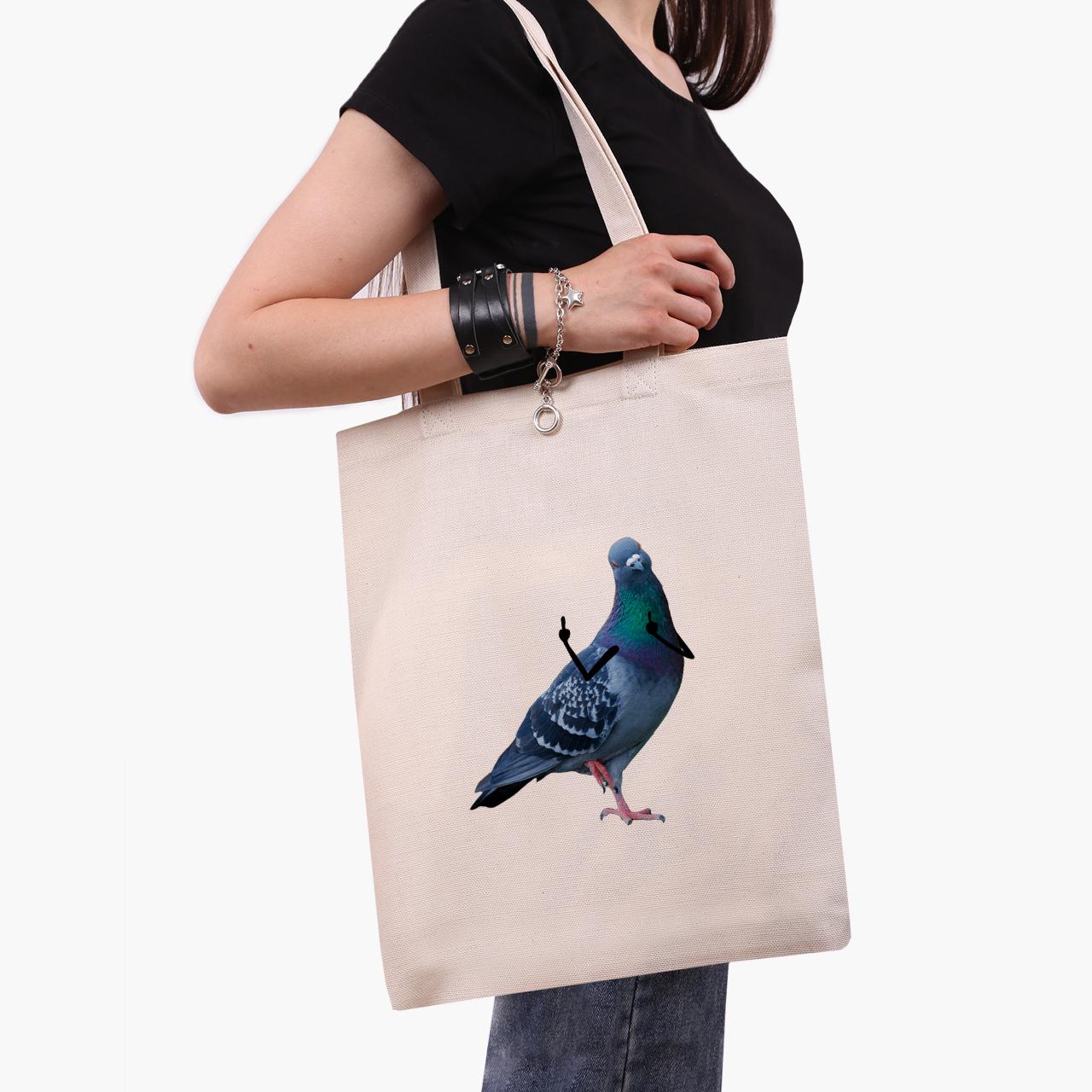 Эко сумка шоппер Птицы SWAG 41х35 см Бежевый (9227-1536-WT)