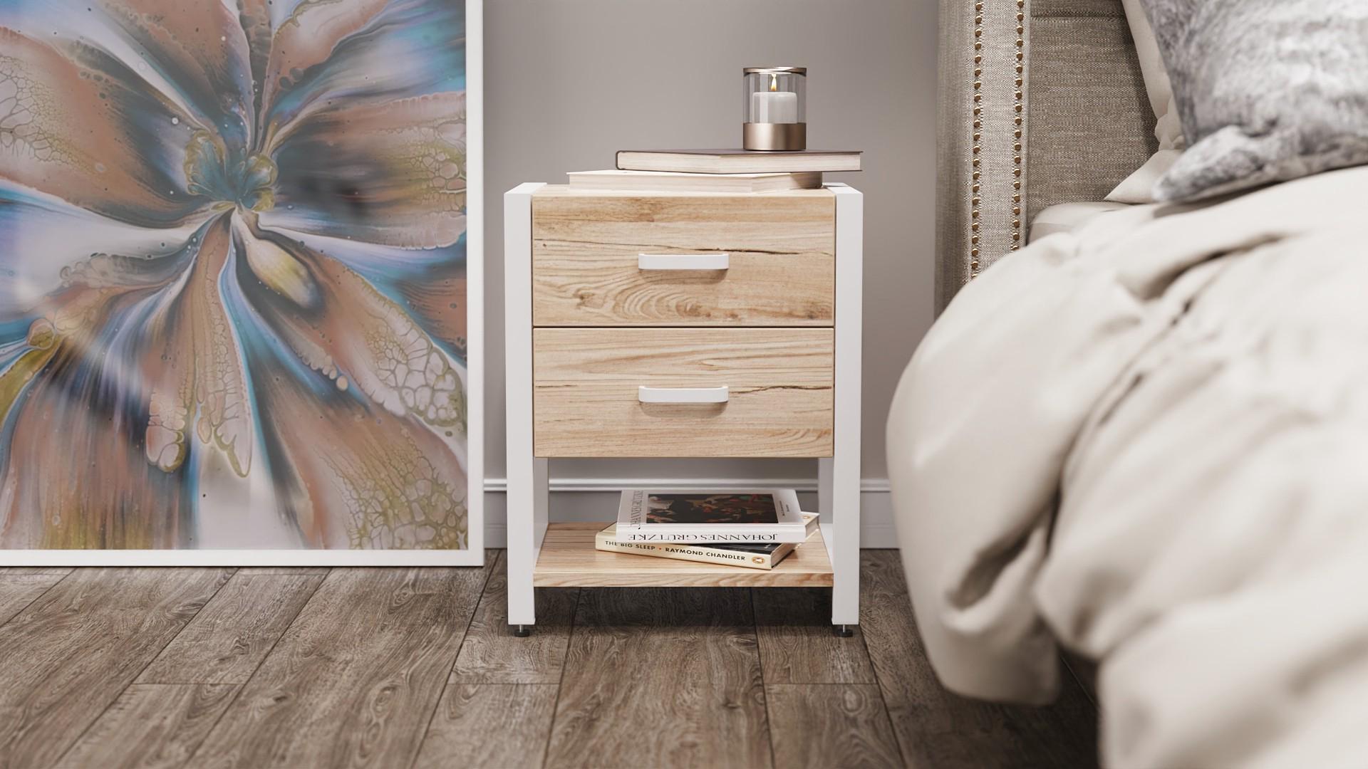 Тумба универсальная Ferrum-decor Вивьен 2/1 ДСП 16 мм 50x41x40 см Белый/Дуб Артизан (FRD-104177)