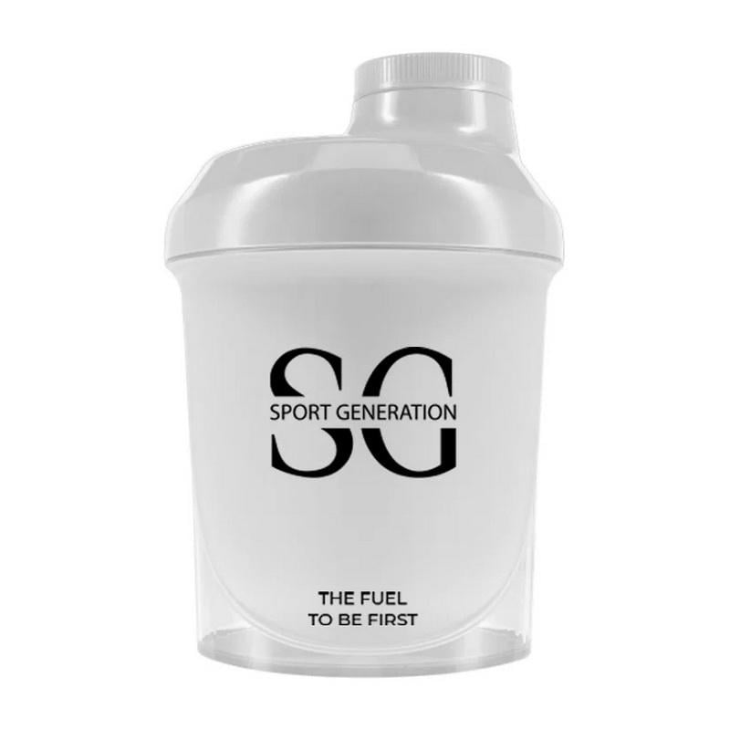 Шейкер для протеїну та спортивного харчування з кришкою на різьбі Sport Generation Shaker 300 мл Білий