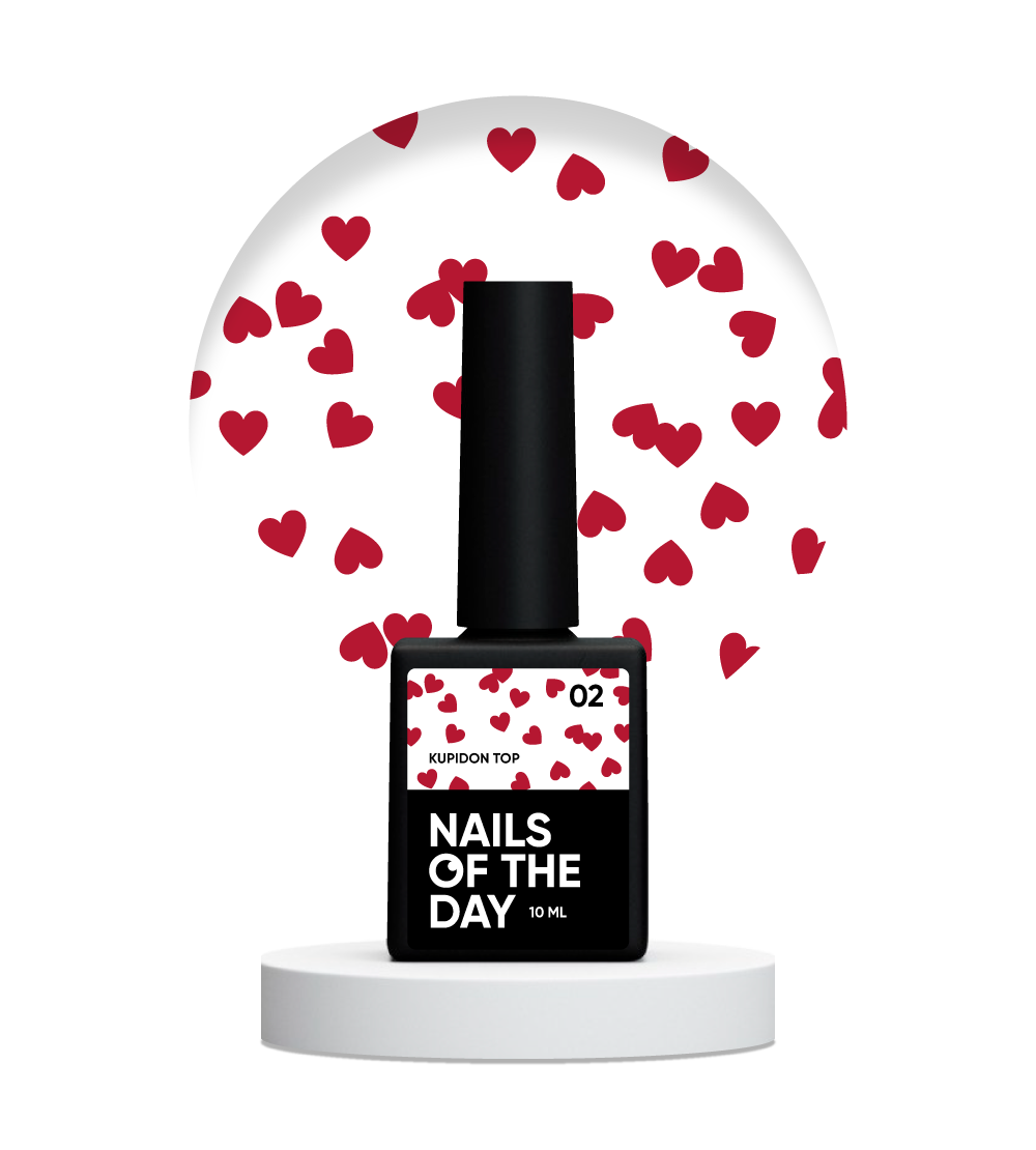 Топ без липкого шару Nails Of The Day Kupidon top 10 мл 02 Бордові серця (2540084773)