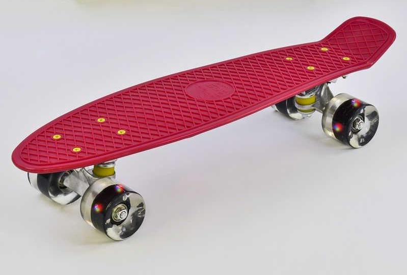 Скейт Пенні борд Best Board з PU колесами що світяться Red (74194)