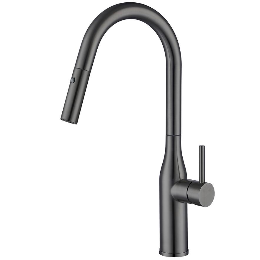 Смеситель для кухни Gappo G4398-41 с выдвижной лейкой Графитовый (258165)