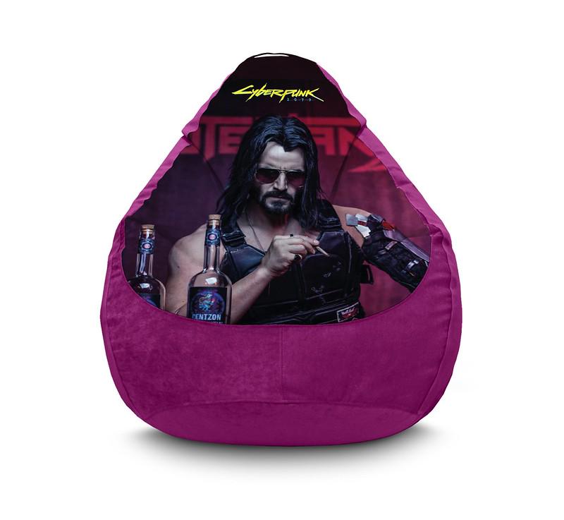 Кресло мешок iPuff Cyberpunk 2077 Angry Johnny Флок XXL 90х125 см Фиолетовый