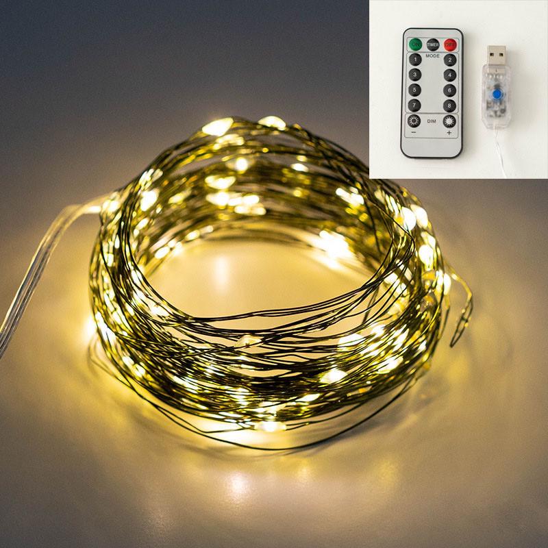 Гирлянда нить капля росы 20 м 200 LED ламп USB с пультом Желтый (2395726730) - фото 1