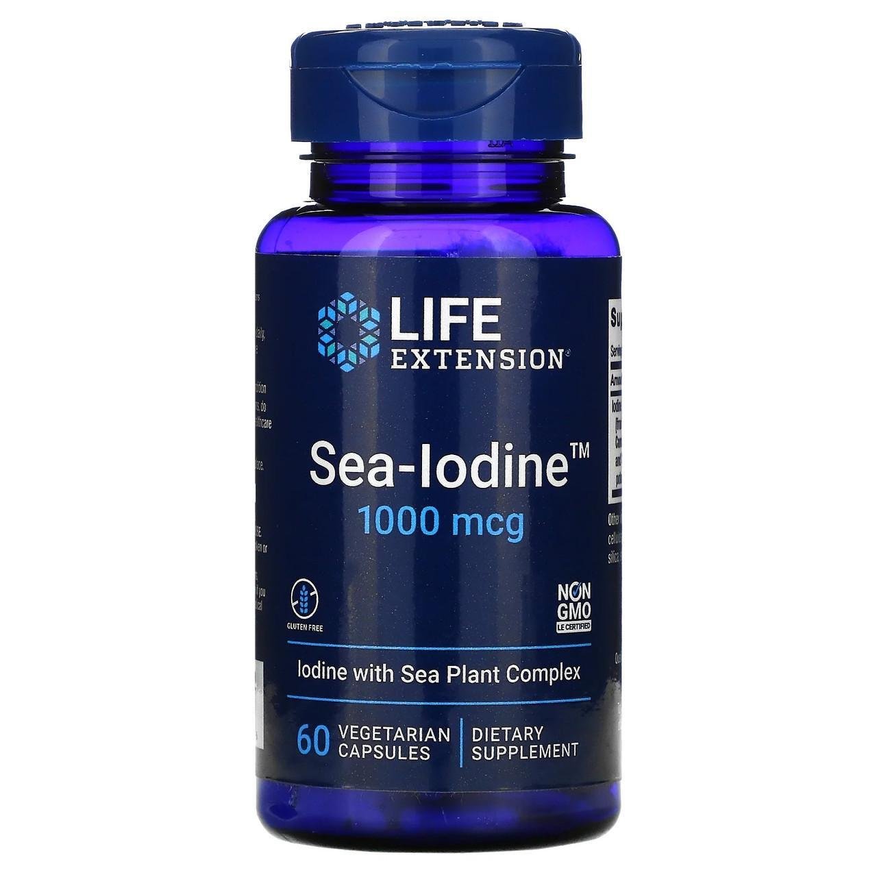 Йод Life Extension Sea-Iodine с экстрактом бурых водорослей 60 вегетарианских капс. 1000 мкг