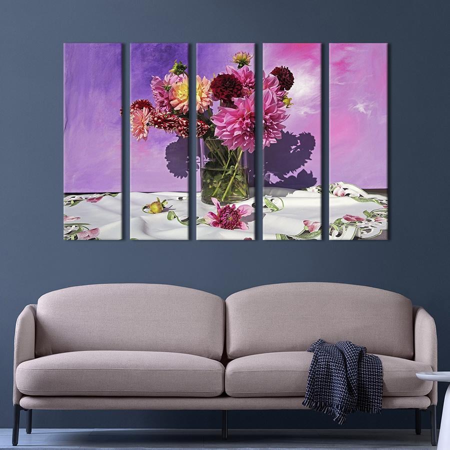 Картина на холсте Пышный букет георгин 155x95 см (784-51)