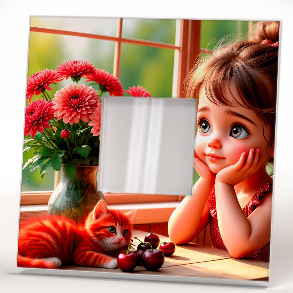 Зеркало декоративное Девочка и лето 260х260 мм (M04659) - фото 2 Зеркало декоративное Девочка и лето 260х260 мм (M04659) - фото 2